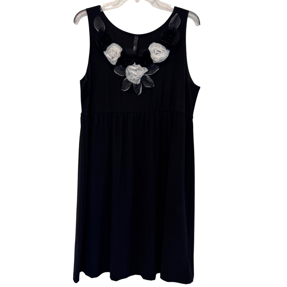 NIC&DOM Black Dress 1X Floral Sleeveless Dress Women Graduation Wedding Guest